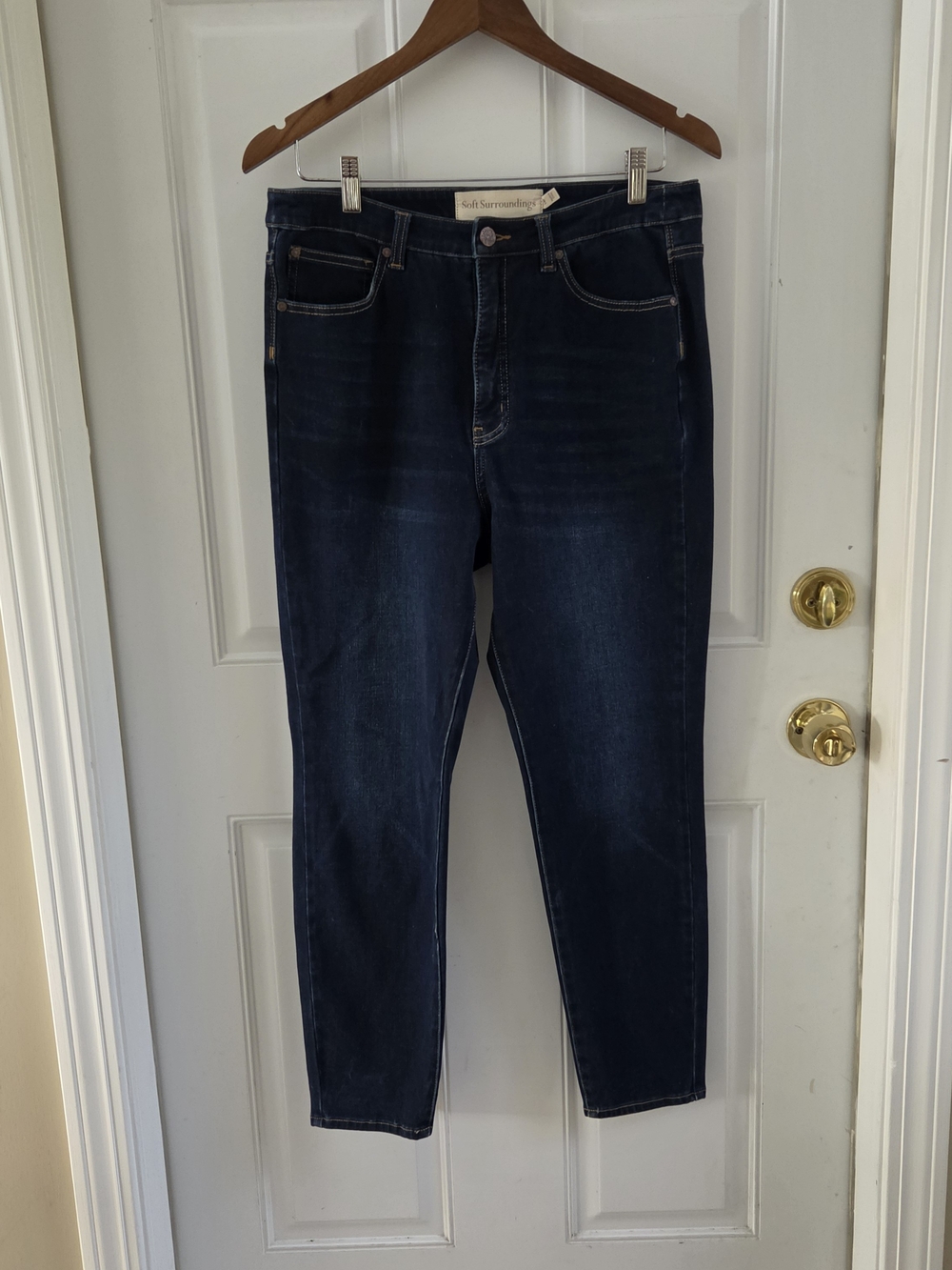 Soft Surroundings Womens High Rise Jeans Slim Leg Stretch Petite Size 14P